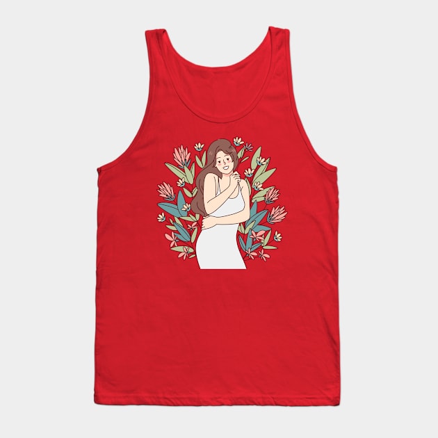 Happy woman hugging herself feeling confident Tank Top by RubyCollection